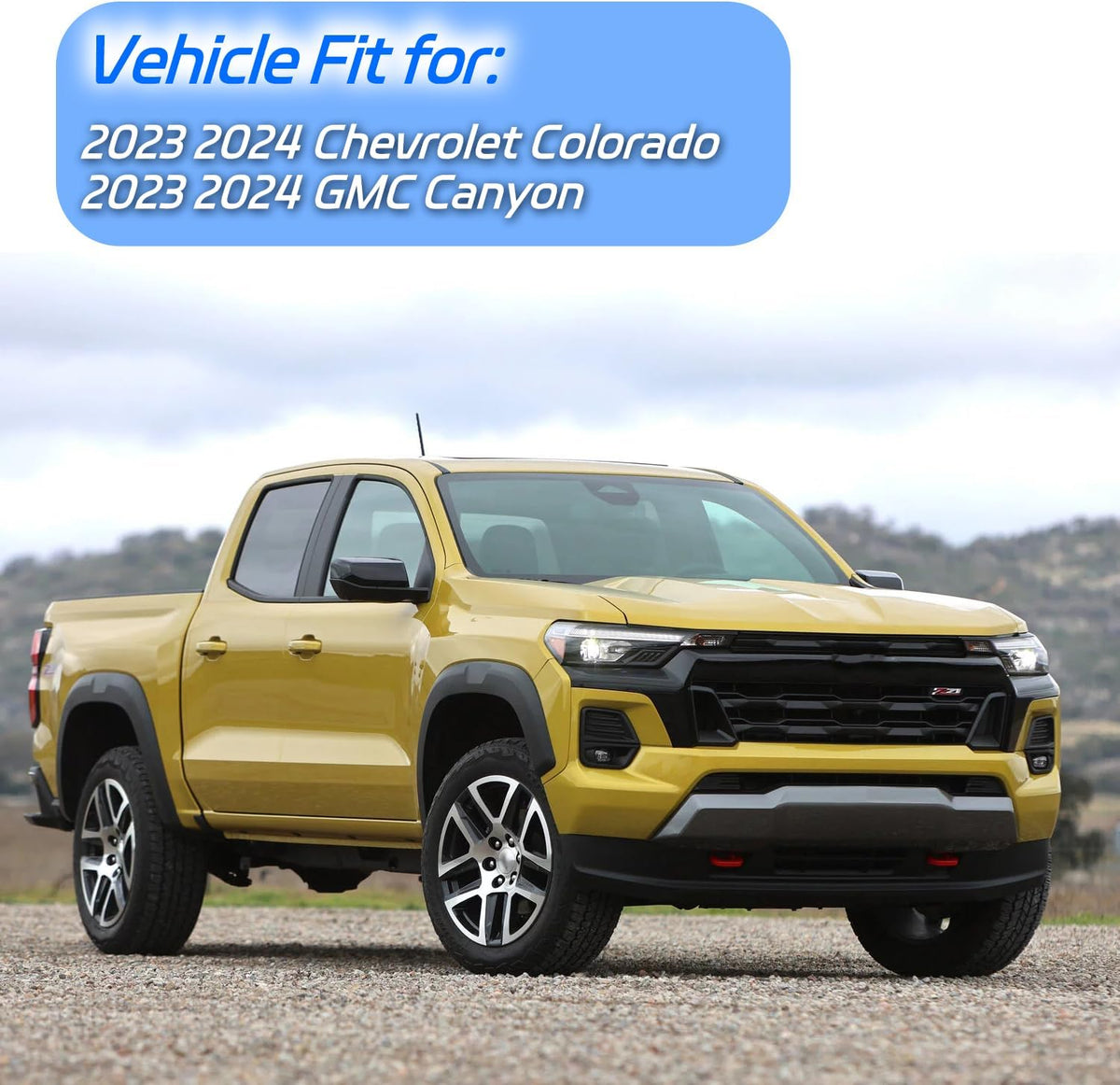 Tape-On Rain Guards Fit for 2023 2024 2025 Chevy Colorado/GMC Canyon, Outside Mount Window Visor, Smoke Tinted Sun Vent Shade Deflector, 4pcs