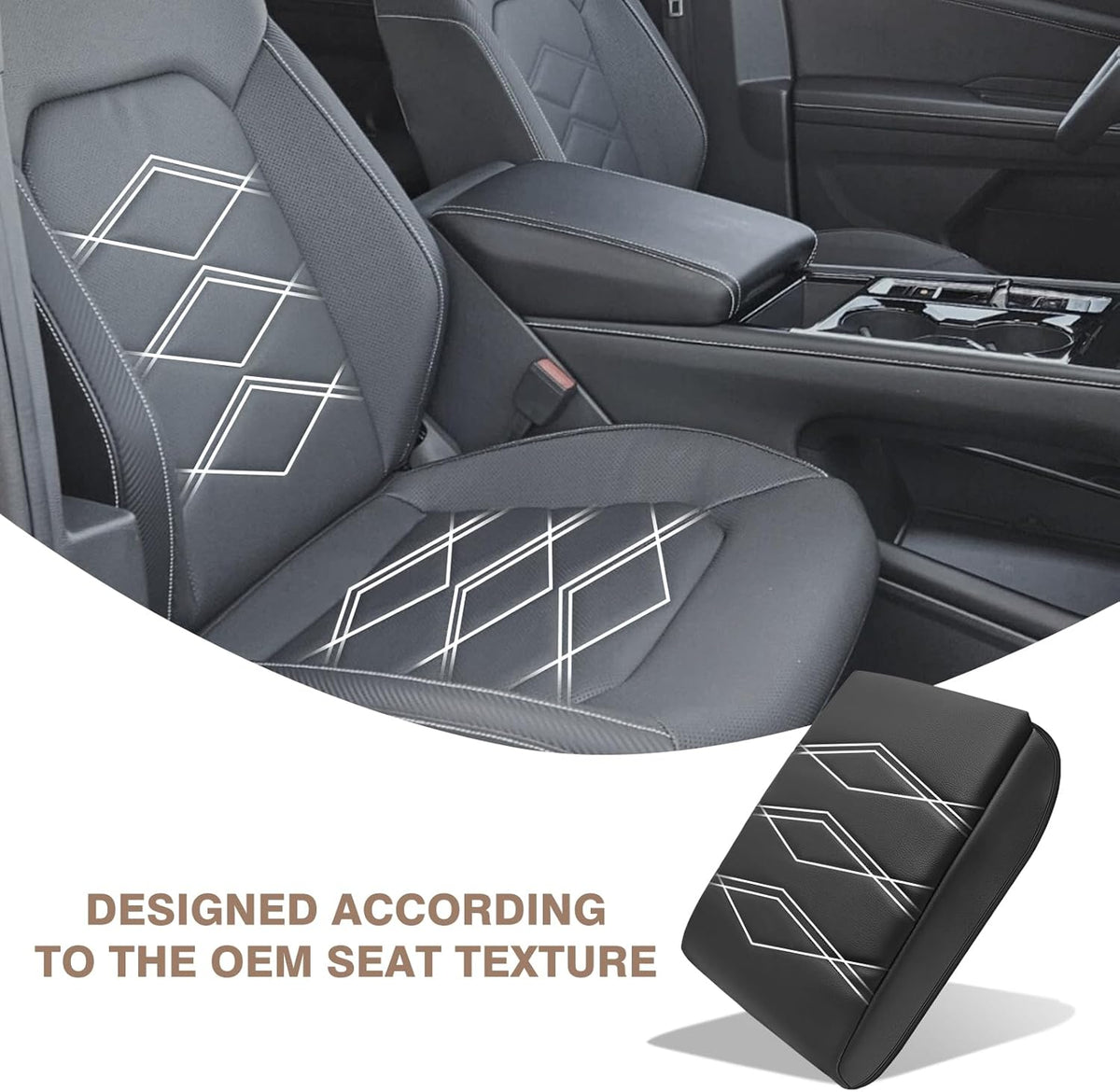 Muslogy Center Console Cover 1-Inch Extra Thick Armrest Pad Compatible with 2024 2025 Volkswagen Atlas & Cross Sport Arm Rest Cushion Padding Anti-Scratch Console Leather Lid Protector