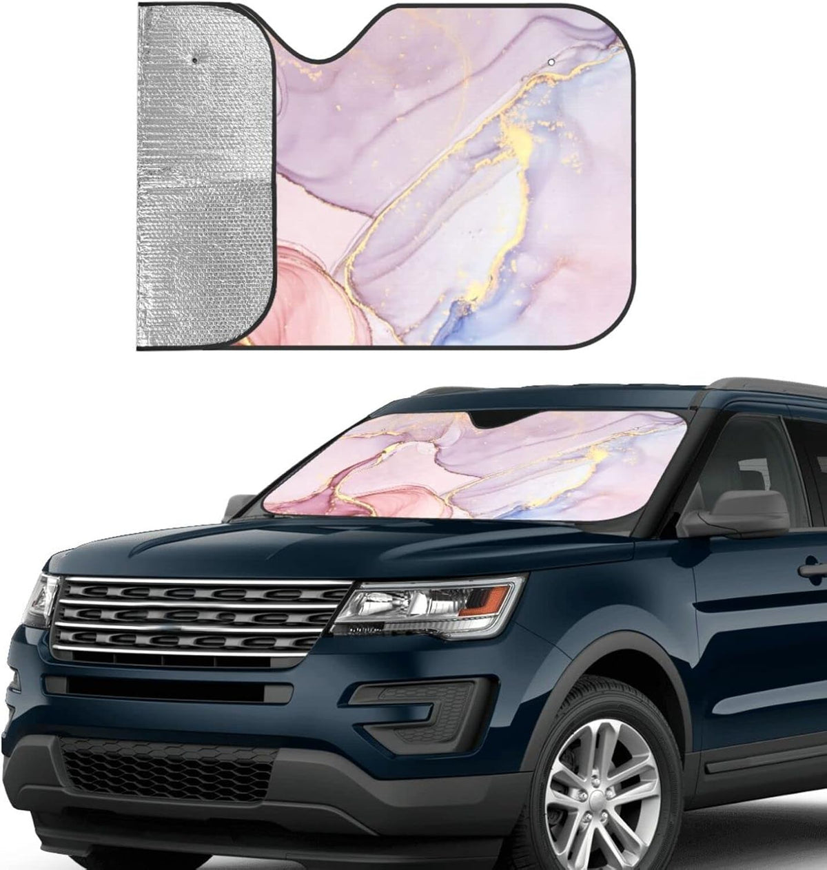 Marble Car Windshield Sunshade Front Window Sun Visor Protector Foldable Shield Cover for Truck SUV