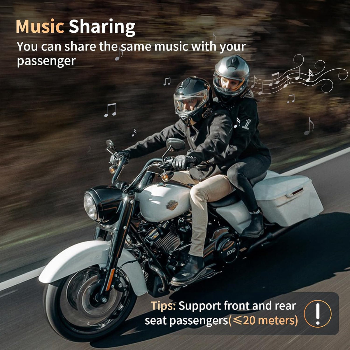 Fodsports FX8 Pro Motorcycle Communication Systems with Customized HRSQS Speakers, Dual-Chip Audio Multitasking, One-Click Fast Pairing, Music Sharing, FM 10 Riders Group Intercom, 2 Pack