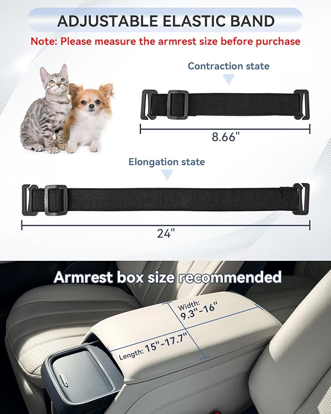 PETSFIT Center Console Dog Car Seat with Safe Protection Hooks, Pet Car Seat with Upgraded Safety Tethers, Washable Cushion, Console Dog Car Seats for Small Dogs Up to 8 Lbs(Blue)