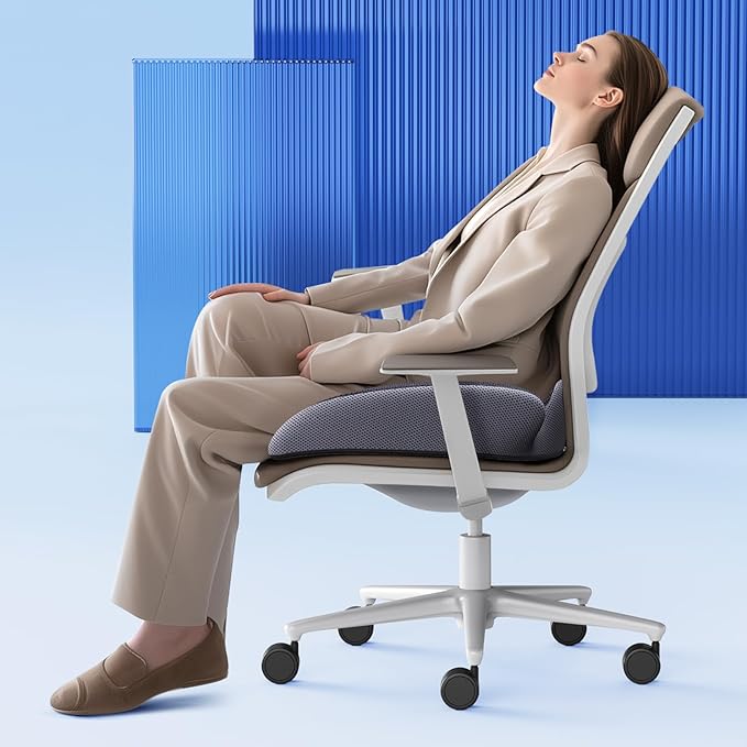 Benazcap Large Pressure Relief Seat Cushion for Tailbone Pain Office Chair Cushion for Butt, Back Pain, Coccyx & Sciatica Pain Relief Pillow. Memory Foam Seat Cushions for Office Chairs