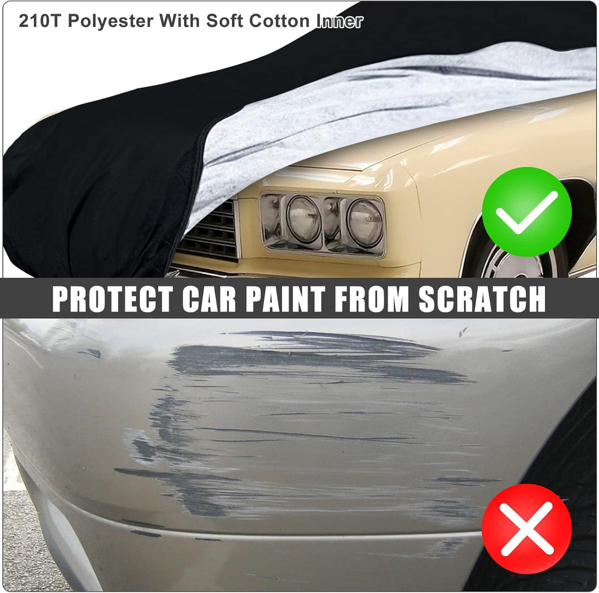 Waterproof Car Cover Compatible with Chevrolet Impala/Bel Air/Biscayne 1971-1976 2 & 4-Door Sedan/Couple/Hardtop 210T All Weather Classic Car Covers with Zipper Door for Snow Rain Protection