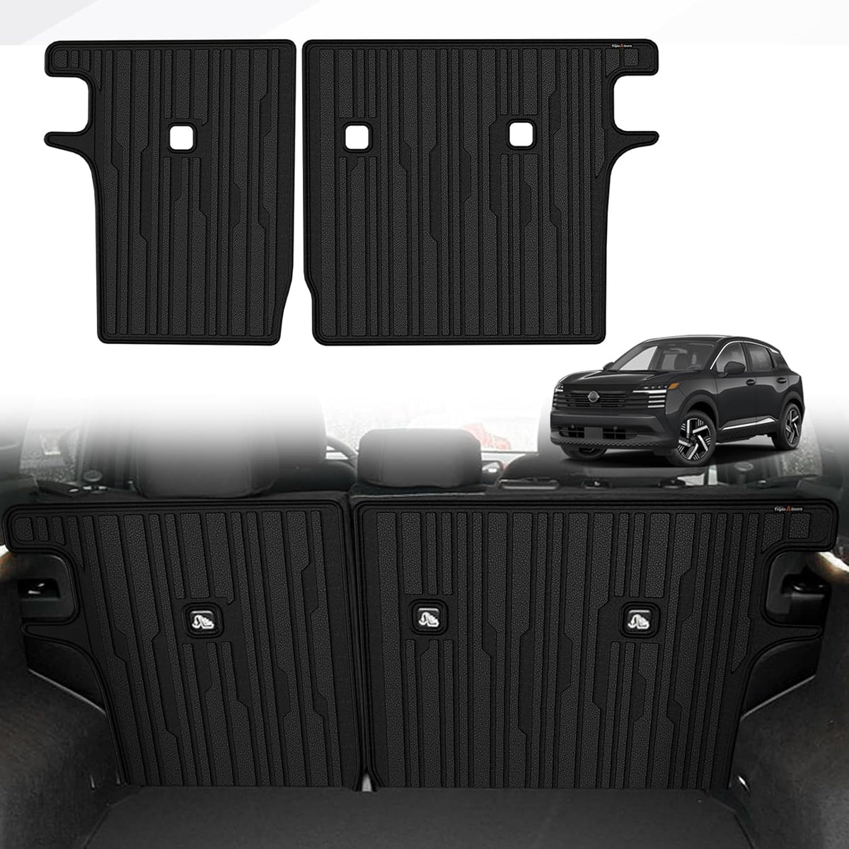 TripleAliners Backrest Mats All Weather Liners Compatible with 2025 Nissan Kicks Interior Accessories TPE Second Row Seats Back Cover Custom Fit Protection Car Liner