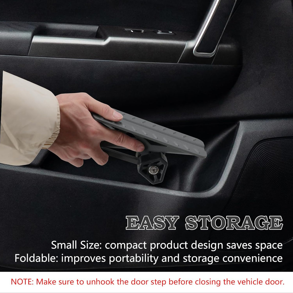 COWVIE Foldable Car Door Step Stand Pedal - Access to Vehicle's Top Roof Both Feet Stand Pedal Ladder for Most SUV Truck Jeep Black