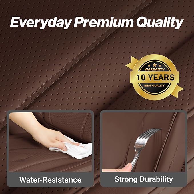 Coverland Custom Fit Car Seat Covers for Car Compatible with [Camry, Accord, Corolla, Mazda3, Altima, Jetta, Passat] Premium Waterproof Non-Slip Interior Seat Protector [Front Dark Brown- Chart A13]