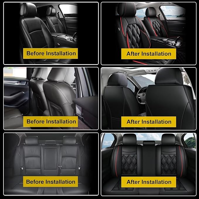 AOMSAZTO Car Seat Covers, Fit for Nissan Murano 2011-2025 2026, Leather Car Seat Cover Seat Cushion Protector,Airbag Compatible Waterproof Full Set 5 Seats Custom Black