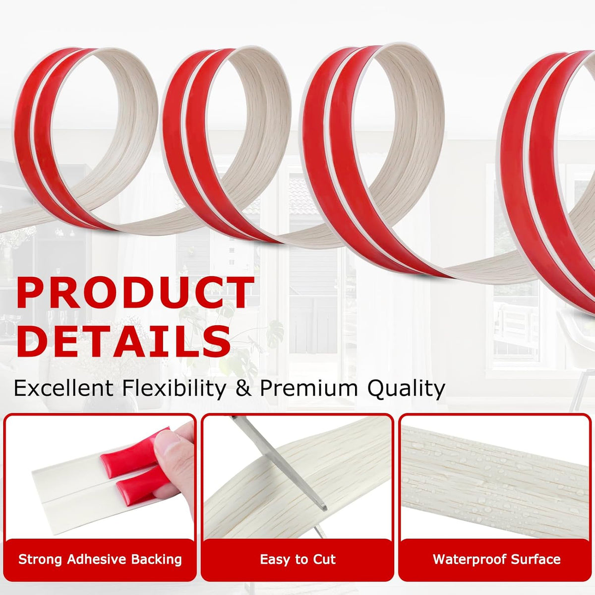 Flexible Wall Corner Protector Moulding Trim Peel and Stick Wall Corner Guards Edge Protector Self Adhesive Molding Trim Strip for Edge Ceiling (Beige Wood Grain, 1.6 in x 20 Ft)