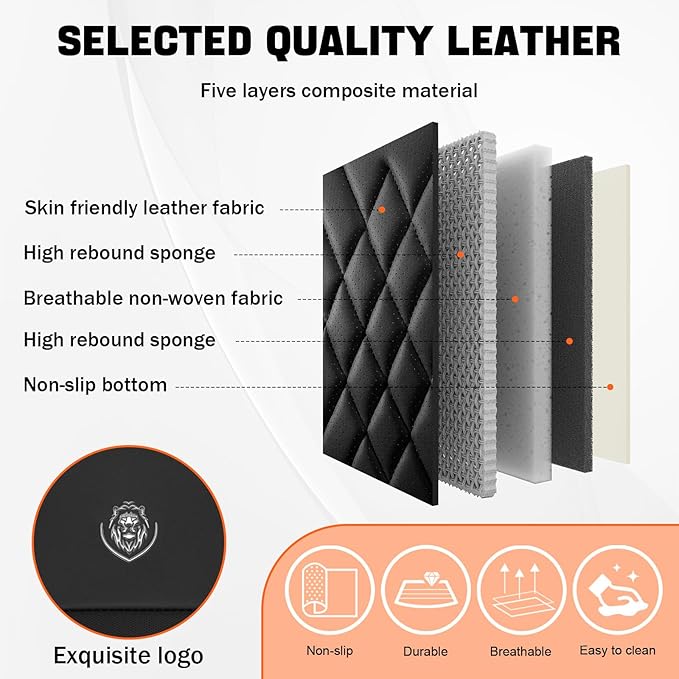 Car Seat Covers Compatible with Toyota Camry 2012-2026 Durable Waterproof Automotive Seat Covers Stretchable Fabric Material, Airbag Compatibility, Premium Nappa Leather(Black, 2 Pcs Front)