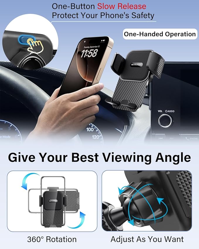 SKYLOTEC Car Phone Holder for Honda CR-V CRV 2017 2018 2019 2020 2021 2022 Accessories 5/7-Inch Screen Fixed Clip, Automobile Cradles Phone Mount, Cell Phone Base Not Block Air Vent