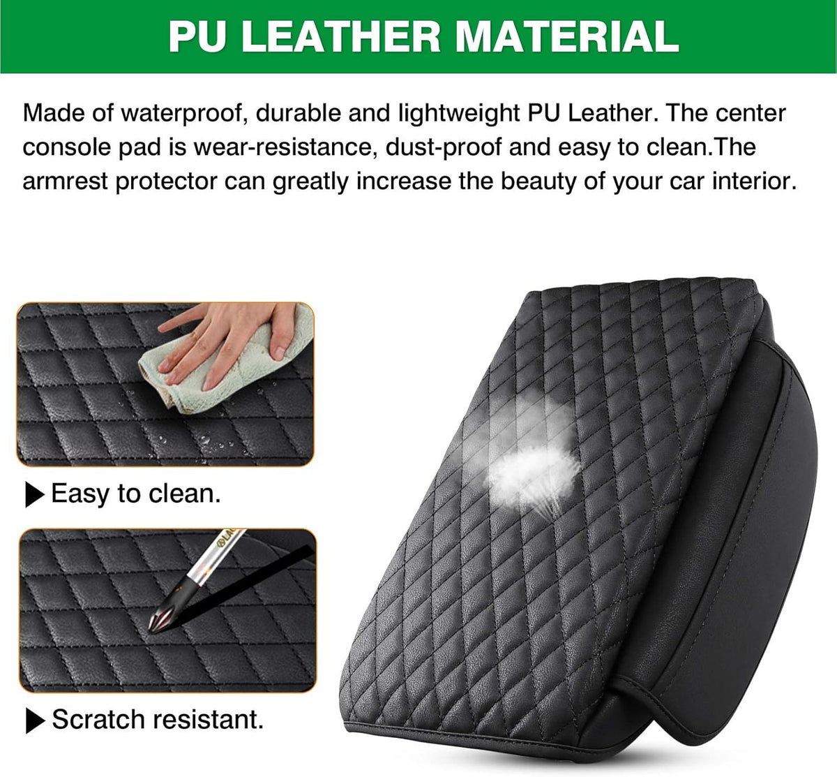 Shademax for Toyota 4Runner Center Console Cover, Armrest Cover for Toyota 4Runner Accessories 2010-2023 2024, Center Console Pad PU Leather Armrest Seat Box Cover Protector with Pockets Storage Bag