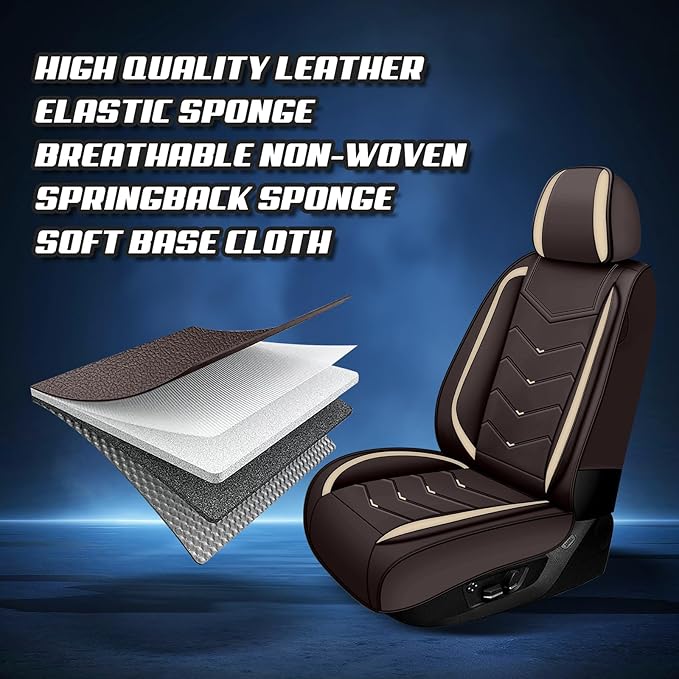Car Seat Covers for Lexus ES 350 2007-2025, Premium Nappa Leather Car Seat Cover, Stylish Sport Seat Covers， Automobile Seat Cover Sets.(Standard 2 Seats/Coffee Color)