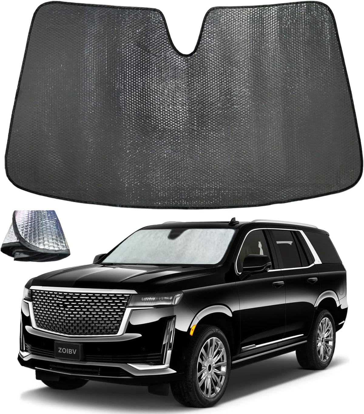 Windshield Sun Shade for Cadillac Escalade 2021-2025 - 5-Layer Bubble Foldable Front Window Shade Sun Visor Accessories - Blocks Heat & UV Rays