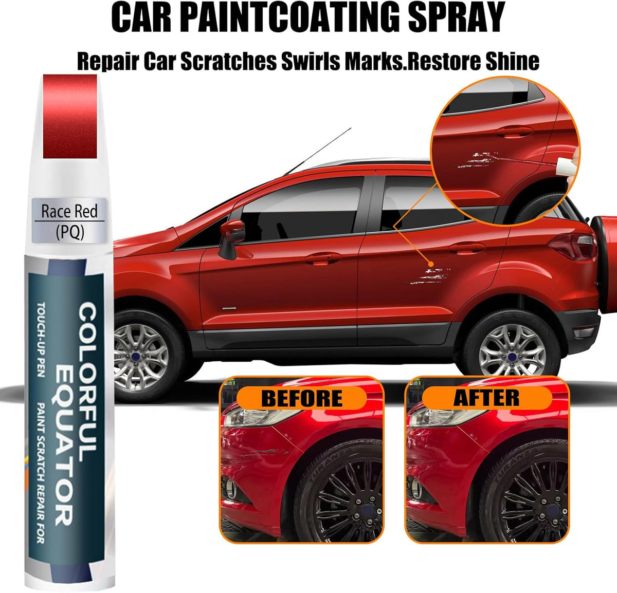 PQ Race Red Touch Up Paint for Ford, Car Paint Pen Scratch Repair Two-In-One Touch Up Paint, Premium Car Scratch Remover for Deep Scratches