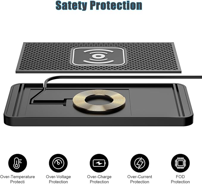 Wireless Charging Pad for Car for Nissan Terra Kicks Teana Rogue Tiida, 15W Fast Wireless Charger Mat Non-Slip Silicone Car Center Console Phone Charging Pad,B/15W-USB