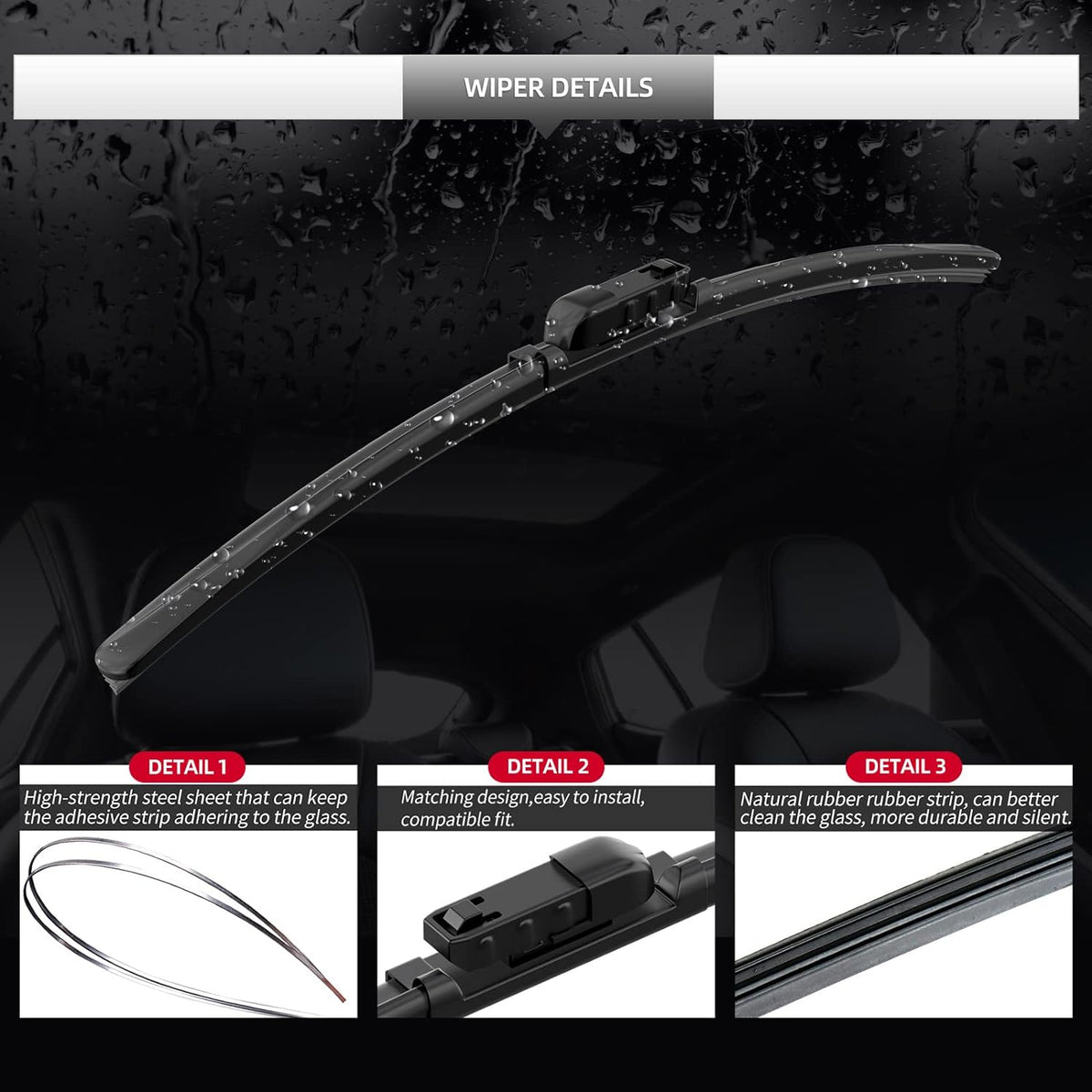 Front Windshield Wipers, 2-Piece Set for BMW Z4 28i 30i 35i M40i 2019 2020 2021 2022 2023 - Automotive Replacement Front Wiper Blades for Car Window