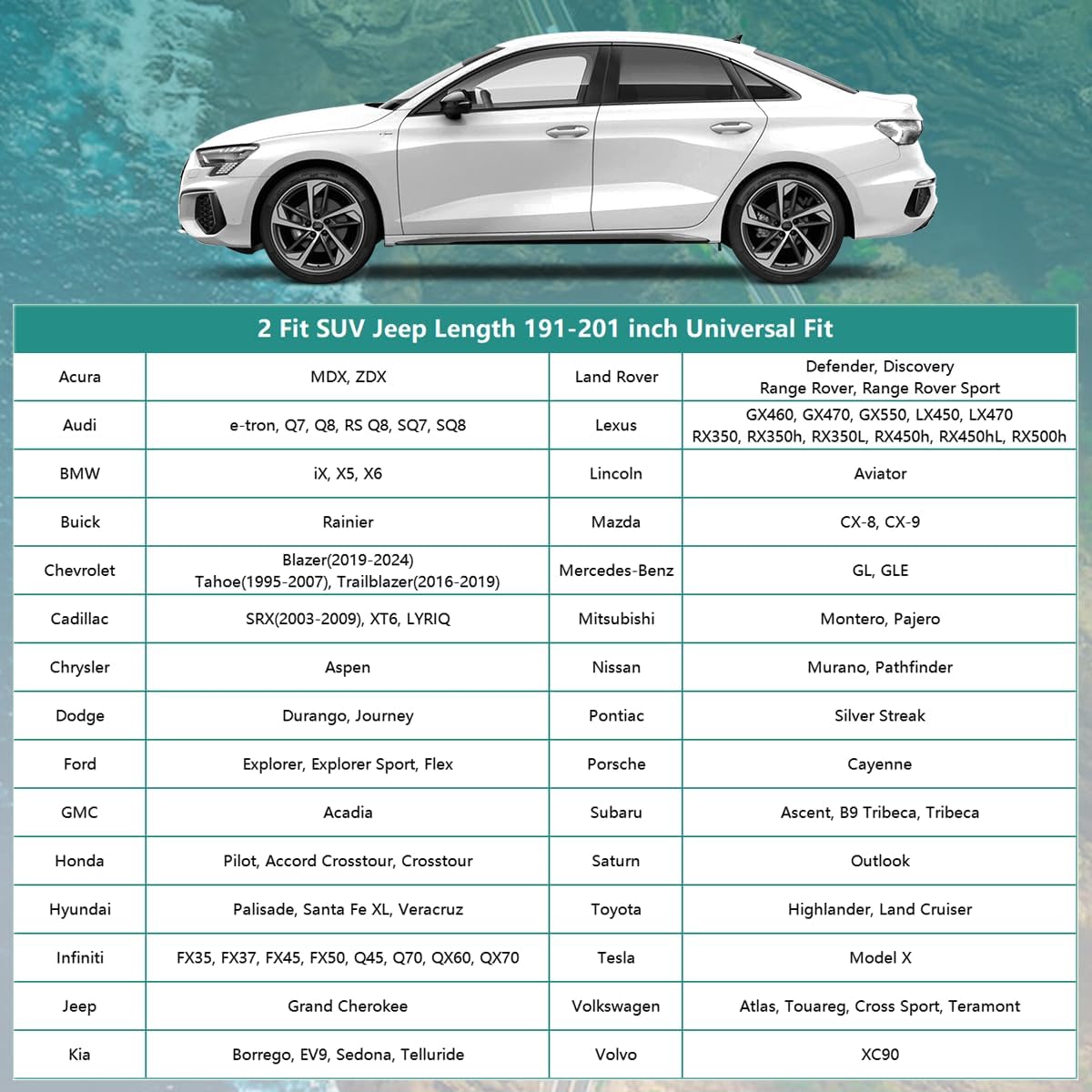 16 Layers Heavy Duty SUV Car Cover Waterproof All Weather, Universal Fit Ford Explorer, Toyota Highlander, Kia Telluride, Hyundai Palisade, Honda Pilot, Dodge Durango, GMC Acadia etc.