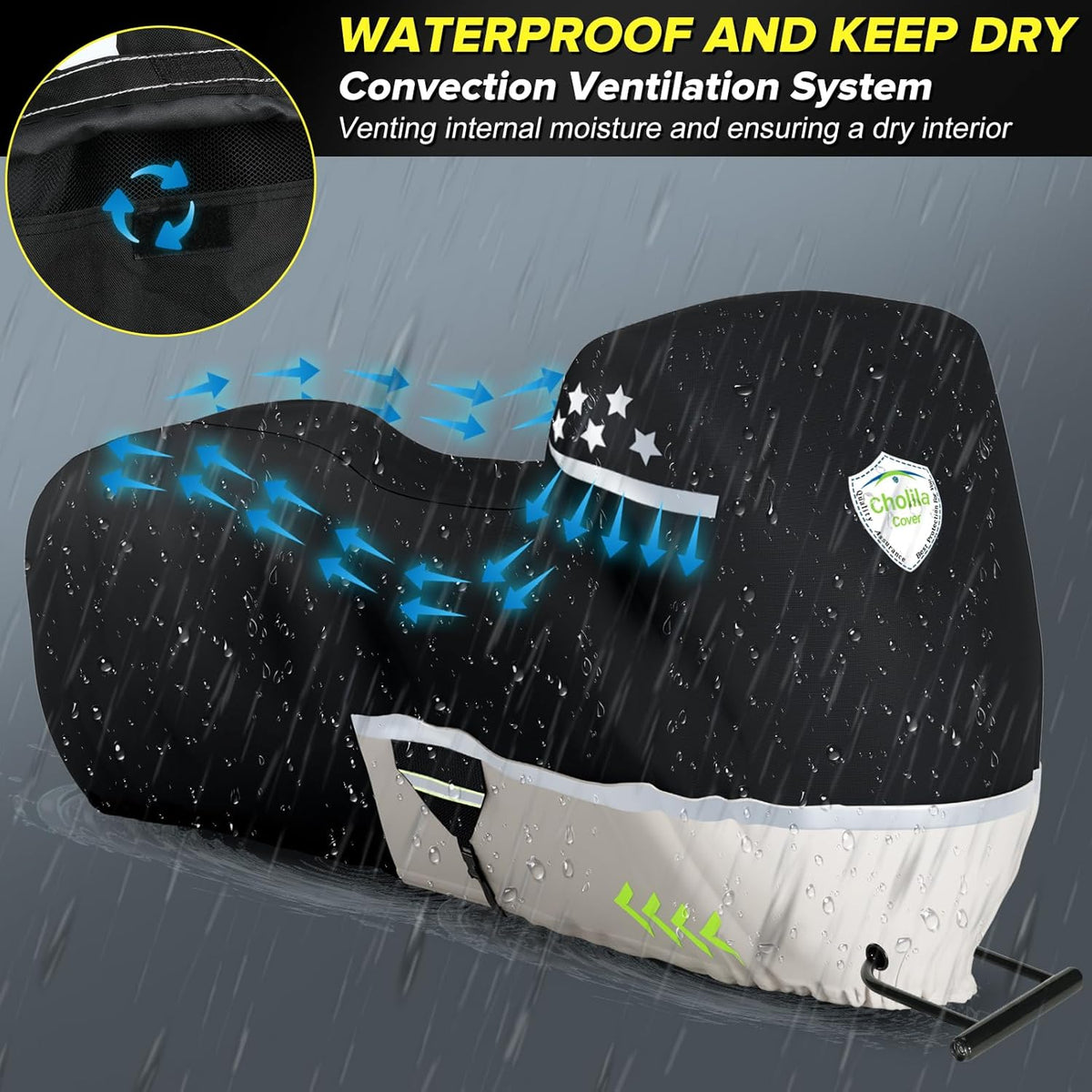 CholilaCover Motorcycle Cover for Touring Models - 600D Harley Davidson Motorcycle Cover Nightster, Sportster, Fat Boy - Waterproof Outdoor Storage - Black+Gray