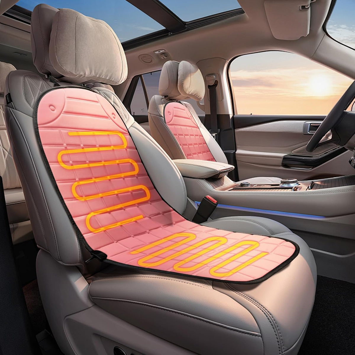 Seat Cushion for Cold Weather - Winter Soft Seat Cover with Adiustanle Buckle for Full Back and Seat (Pink)