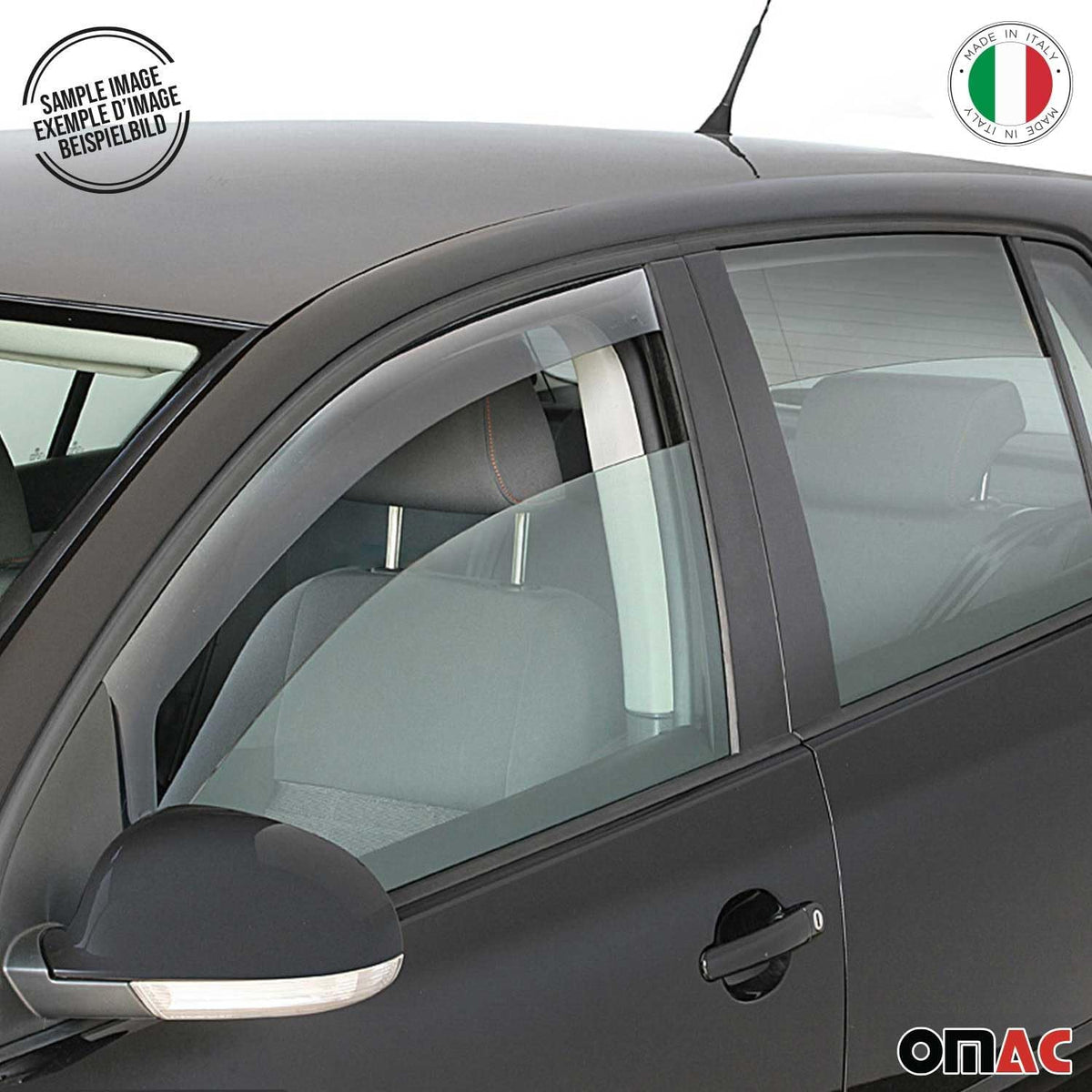 OMAC Window Visor Vent Rain Guard Deflector for Honda Civic 2006-2011 Sedan Smoke 2 Pcs