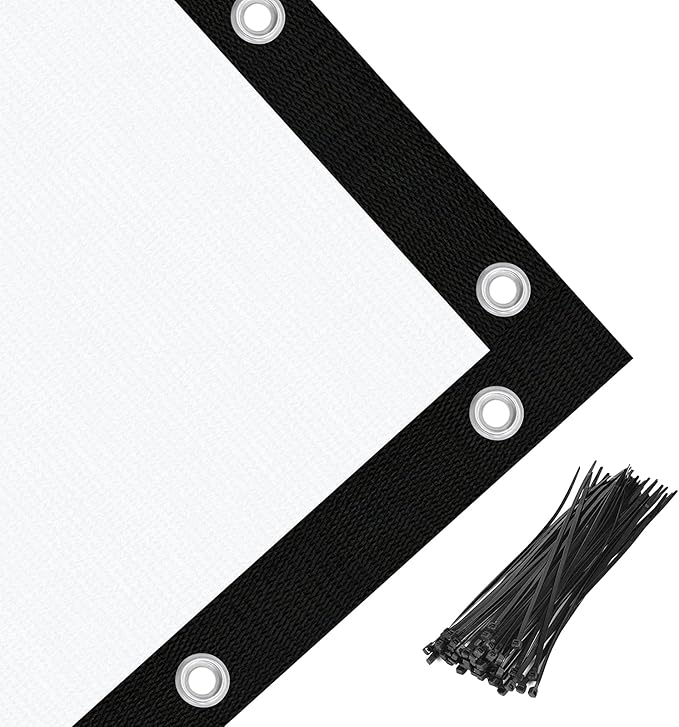 Amagenix 90% Pergola Shade Cover 10' X 12' Sun Shade Cloth with Grommets for Outdoor Garden Patio Porch, Commercial Grade 200 GSM - Cable Zip Ties Included (We Customized) GN108, White