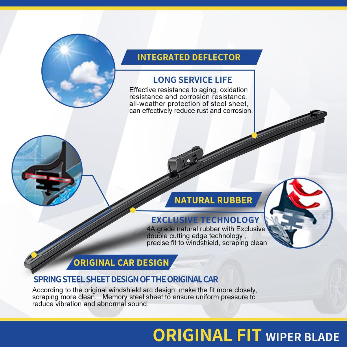 Wipers Factory Replacement For BMW 3-Series 2-Door E92 E93 328i 328i xDrive 328xi 335i 335i xDrive 335xi M3 Original Equipment Windshield Wiper Blades Set -24"+17.5" Side Lock (Set of 2)