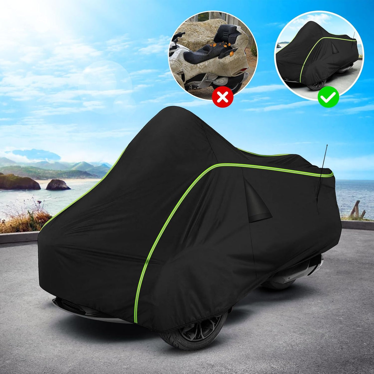 for Can-Am Spyder RT Full Cover - Waterproof, Sun & Heat Protection, Heavy Duty All Weather Protection - 2020-2025 RT Touring/Sports ST