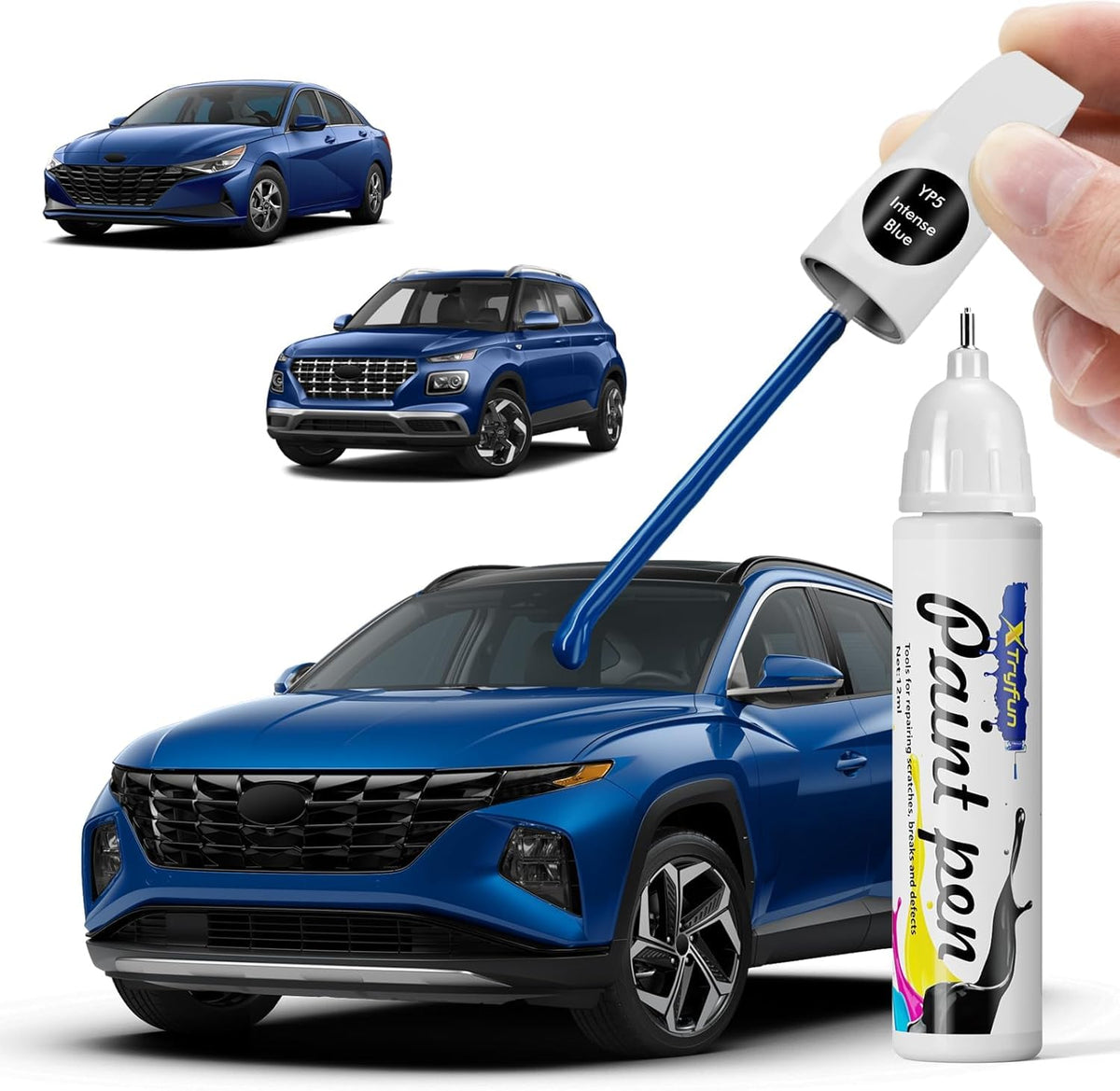 Intense Blue (YP5) Touch Up Paint Compatible with Hyundai, DIY Car Paint Scratch Repair, Automotive Paints, Quick & Easy Fix Scratch Repair for Tucson/Elantra/Venue/Ioniq