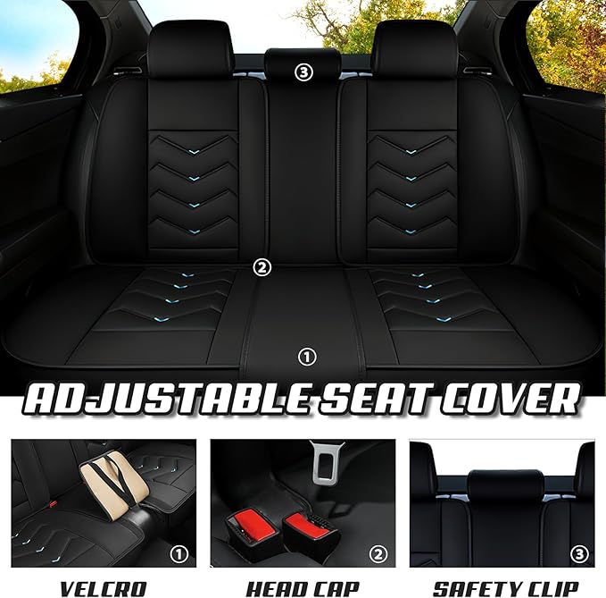 Car Seat Covers for Lexus ES 350 2007-2026, Premium Nappa Leather Car Seat Cover, Stylish Sport Seat Covers， Automobile Seat Cover Sets.(Luxury 5 Seats/Black Blue)