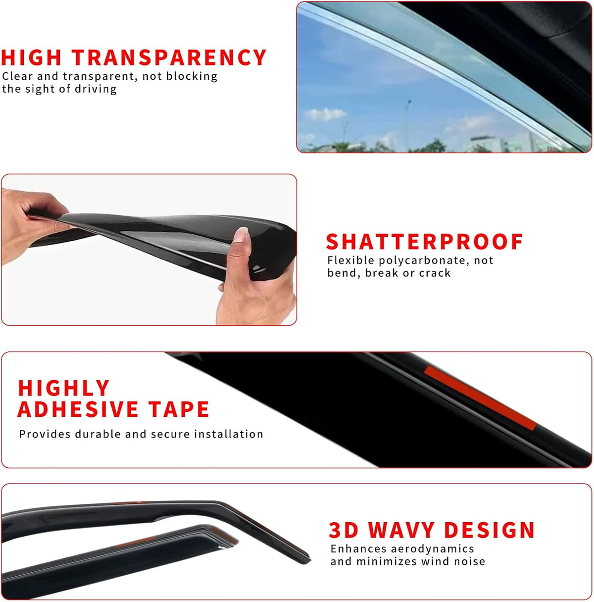 in Channel Rain Guards for Chevrolet (Chevy) Equinox 2018 2019 2020 2021 2022 2023 2024, Durable Side Window Wind Deflectors, Vent Window Visors Shades Shield, 4PCS