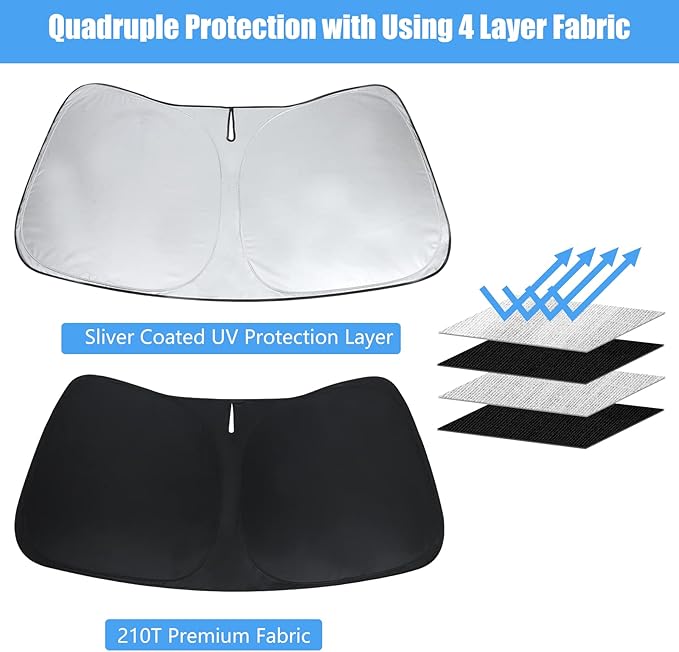 Custom Fit Toyota Tundra 2026-2022 Windshield Sun Shade, Front Window Sunshade for Tundra TRD Pro, Limited, SR5, Platinum, Foldable Sun Visor UV Protector Heat Shield Window Screen Cover Keep Car Cool