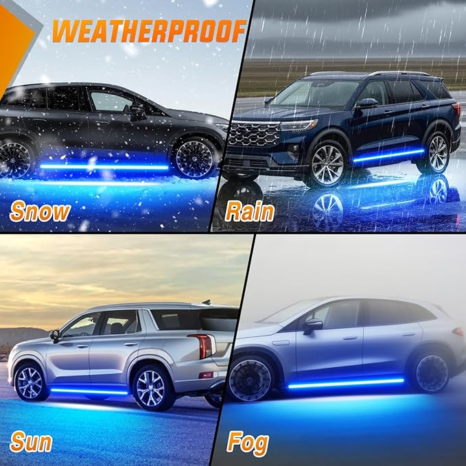 Nilight 2PCS 70 Inch Emergency Strobe Light Strip with Controller 864 LED Blue Running Board Lights Flexible Side Flashing Warning Caution Safety Waterproof for Truck Construction Pickup