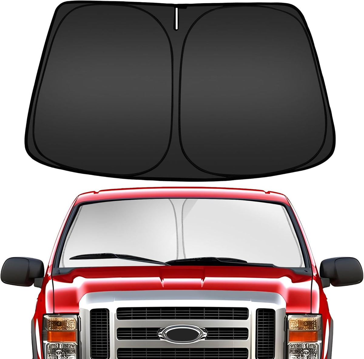 ARISMOTOR Windshield Sun Shade for Ford Super Duty F250 F350 F450 F550 2017-2025, Custom Fit Foldable Front Window Sunshade Sun Visor Protector, Block UV Rays Keep Your Car Cooler