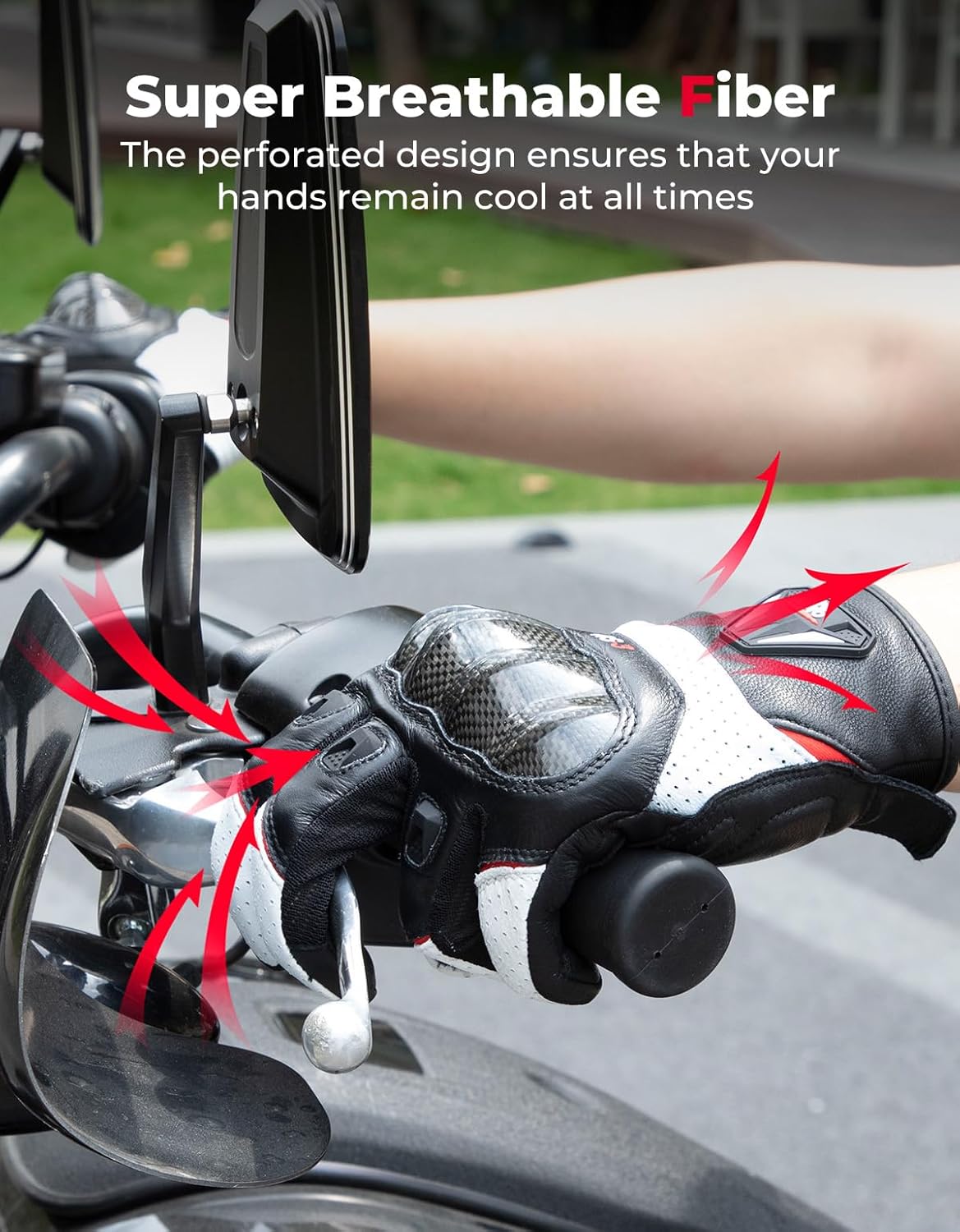 KEMIMOTO Sheepskin Leather Motorcycle Gloves for Men, Protective Motorcycle Gloves for Motocross Motorbike Dirt Bike Bicycle Racing ATV UTV