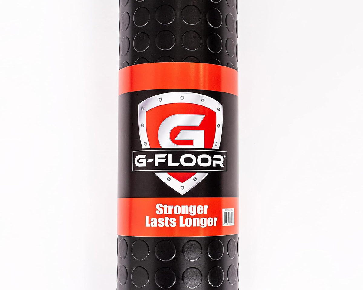 G-Floor Large Coin Pattern Vinyl Garage Floor Protector Mat (8'6" x 24', Midnight Black), Extremely Durable, Waterproof Parking Pad and Flooring