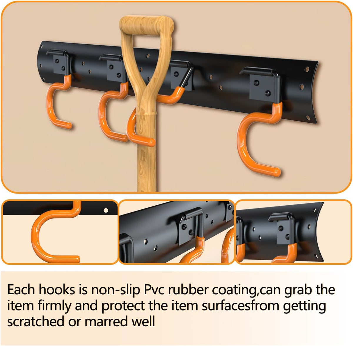 3-H 12×16" All Metal Garden Tool Organizer Wall Mount, Broom Holder Wall Mount for Garage, Shed, Garden, Basement Hanging and Organizing Rake, Mop, Shovel, Hose (12Pack)