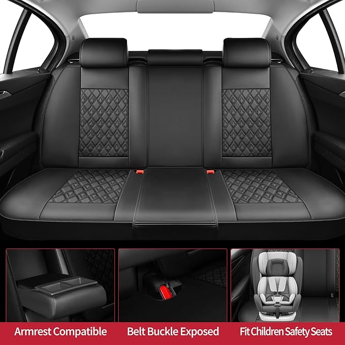 Fit Impreza Car Seat Covers for Subaru Impreza 2004-2024 2025 2026 - Upgraded Premium Waterproof & Breathable Leather, Airbag Compatible, All-Weather Seat Cushion Protector (Full Set, Black)