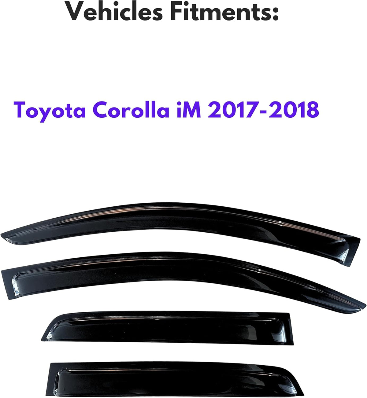 KPY Window Visor Compatible with Toyota Corolla iM 2017-2018, 4PC Rain Guard Side Window Vent Deflectors Tape-On Style, 2017 2018