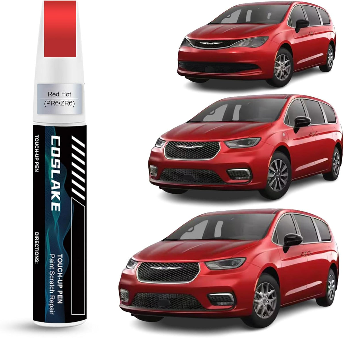 Car Touch Up Paint(Red Hot(PR6/ZR6)) for Chrysler, Car Paint Scratch Repair Kit, Quick & Easy Solution to Repair, 2 in 1 Scratch Remover Pen with 2PCS Disposable Micro Applicators