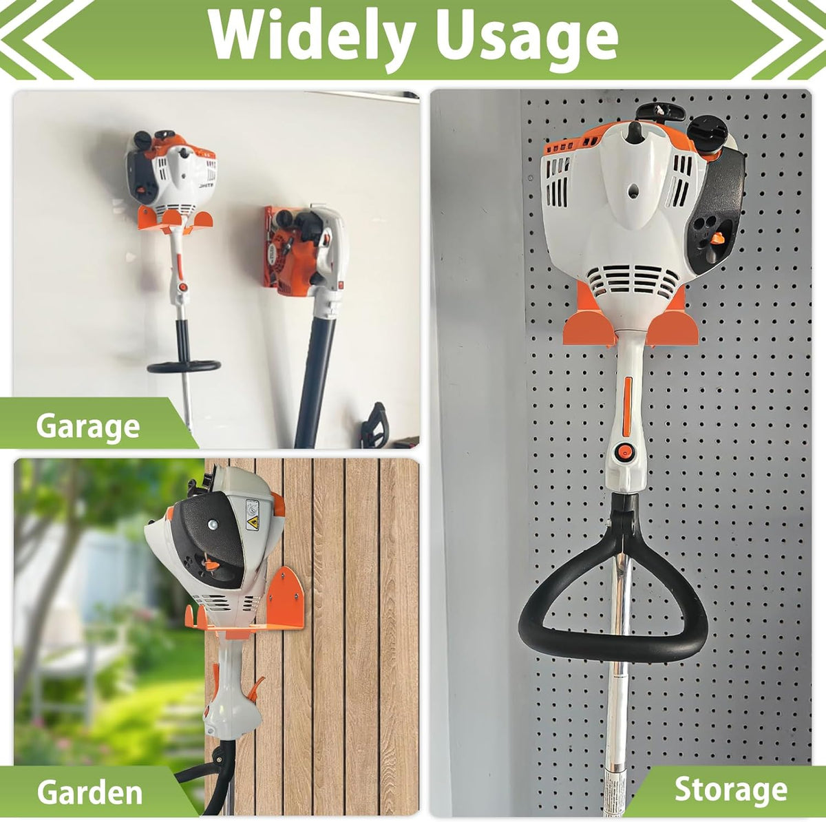 Trimmer Rack Wall Mount Heavy Duty Weedeater Hanger for Garage Wall Bracket Garage Organizer Weed Eater Hanger for Grass Trimmer, Garden Tools 2 Pack