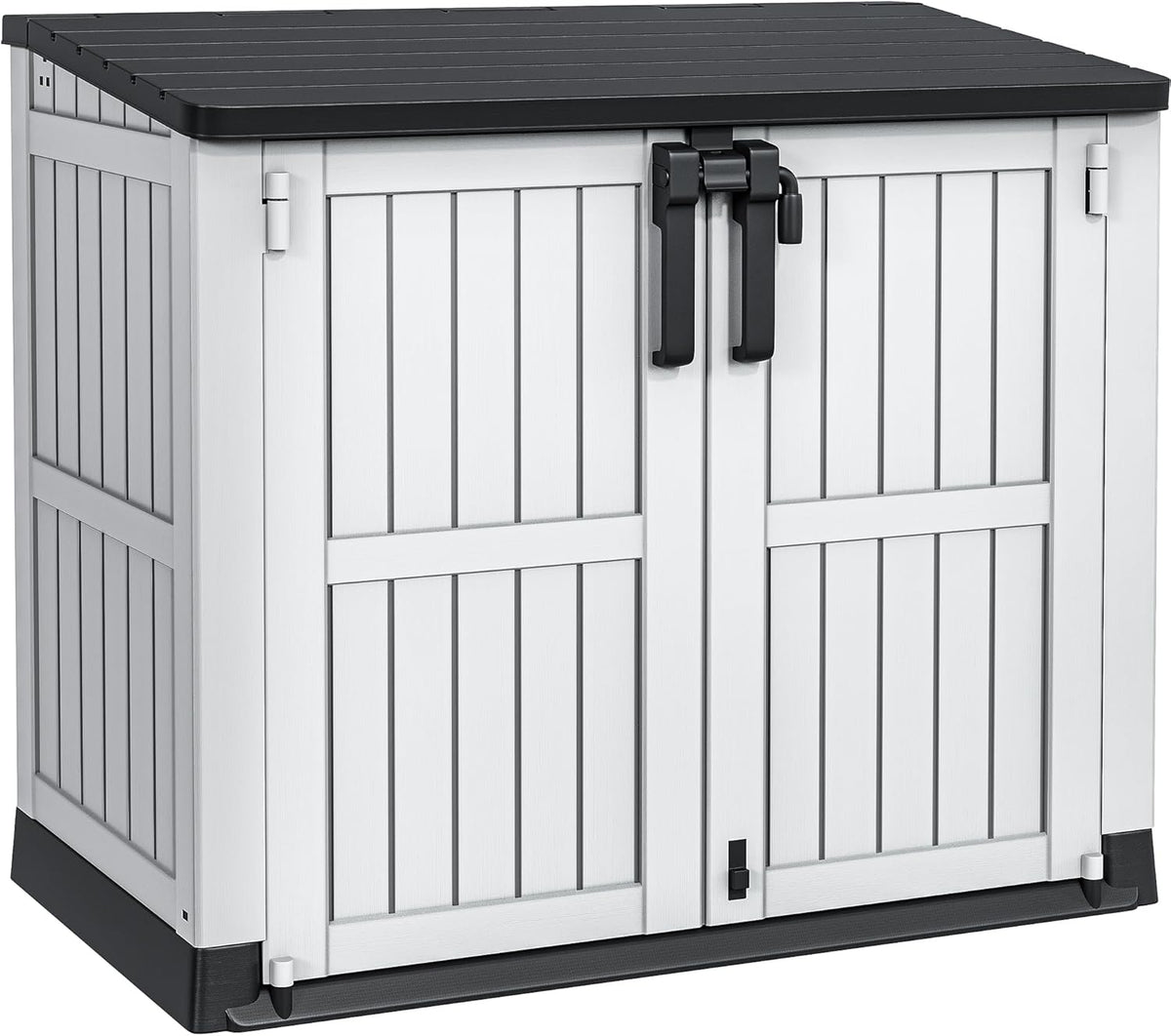 YITAHOME 36 cu ft Resin Outdoor Storage Shed, Weather-Resistant Horizontal Tool Shed, Waterproof Outdoor Storage with Lockable Doors & Air Vent for Trash Cans, Garden Tools (Light Gray)