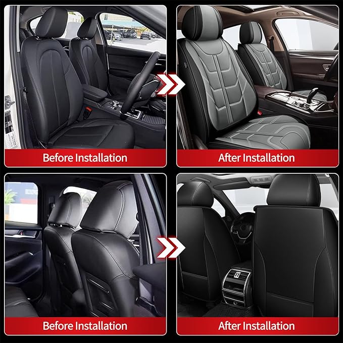 TTX LIGHTING Car Seat Covers fit for Subaru Outback 2007-2026 Front Seat: Premium Leather Automotive Seat Cover with Airbag Compatible Waterproof (2 Seats, Black & Gray)