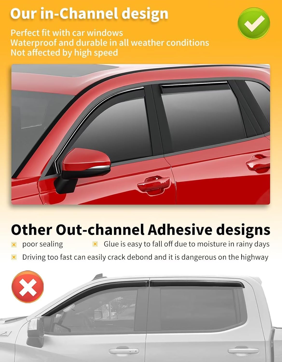 in-Channel Window Rain Guards Fit for Honda CR-V CRV 2023 2024 2025 Extra Durable Window Visors Window Deflectors Vent Visors Vent Shades Car Accessories-4 pcs 2-Q03