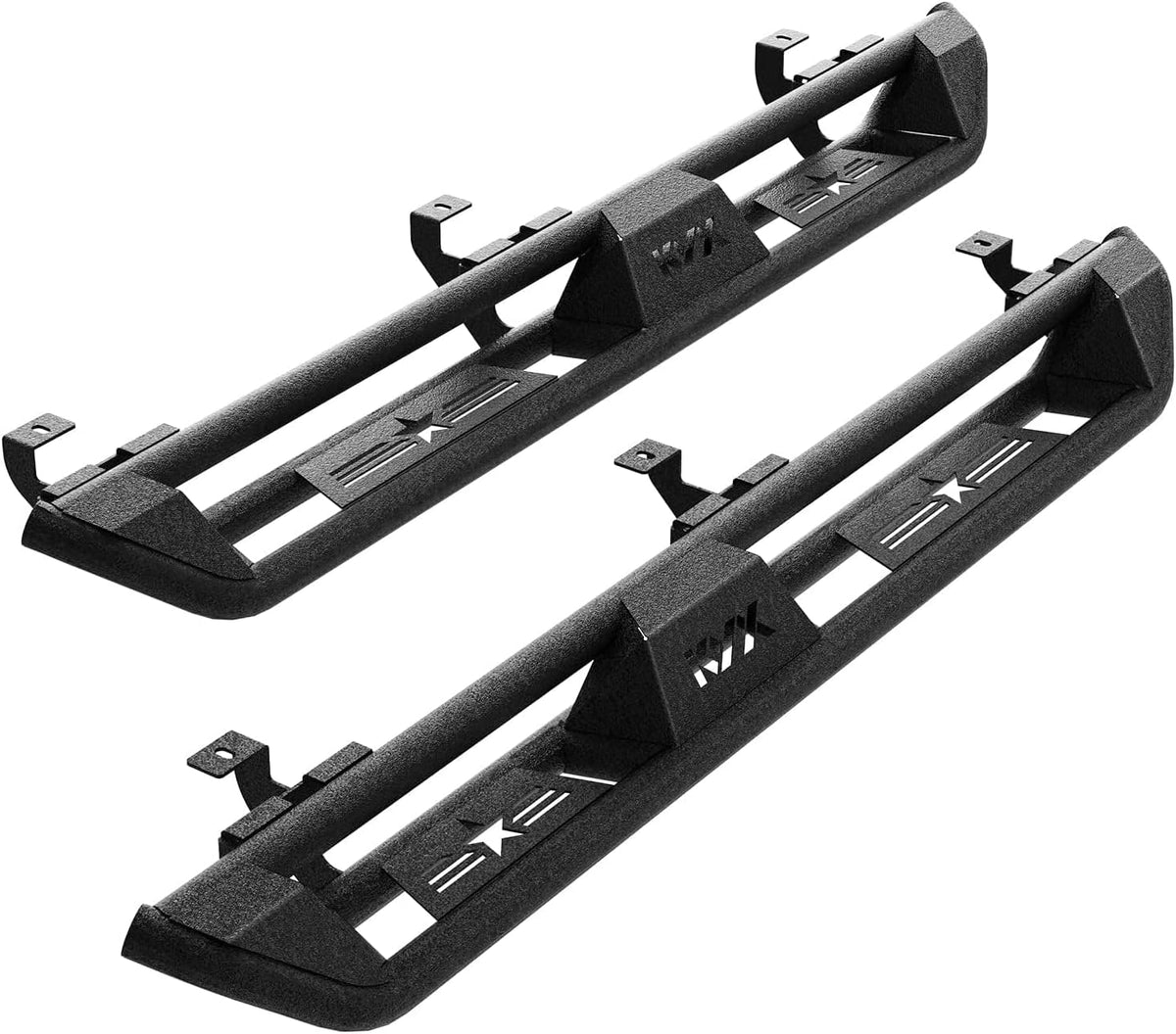 KYX Running Boards & Steps Nerf Bars Fit for 2019-2025 Chevy Silverado GMC Sierra 1500; 2020-2025 2500 3500HD | Crew Cab | A Pair Car Door Side Steps Nerf Bars Truck Boards Step Rails-Triple Tube