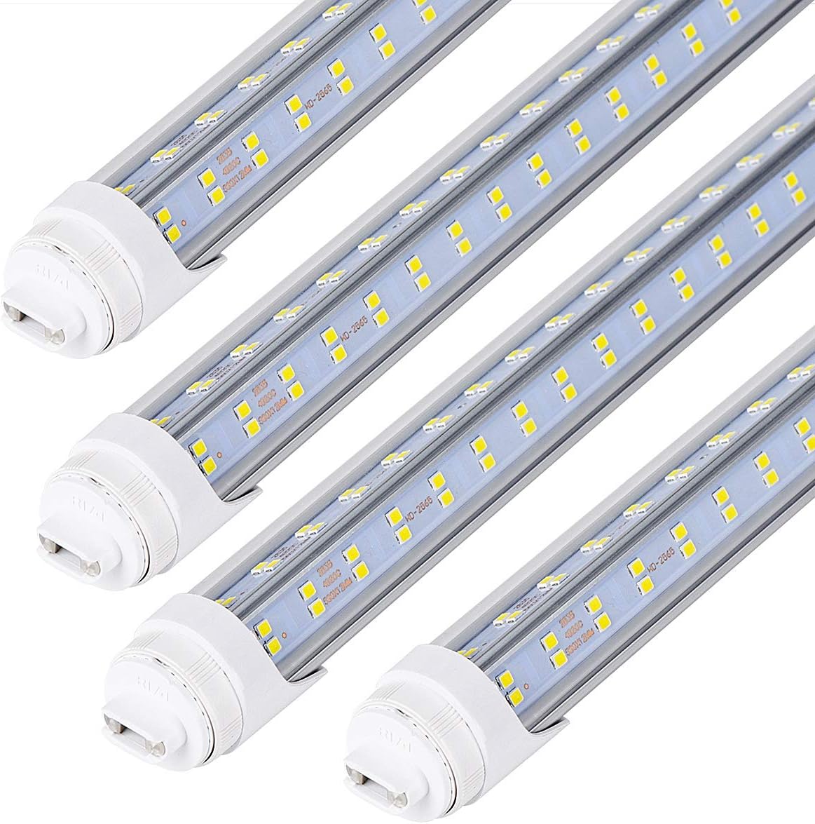 R17D/HO 8FT LED Bulbs -(10 Pack) Rotate V Shape, 5000K Daylight 144W, 18800LM, 300W Equivalent F96T12/DW/HO, Clear Cover, T8/T10/T12 Replacement, Dual-End Powere