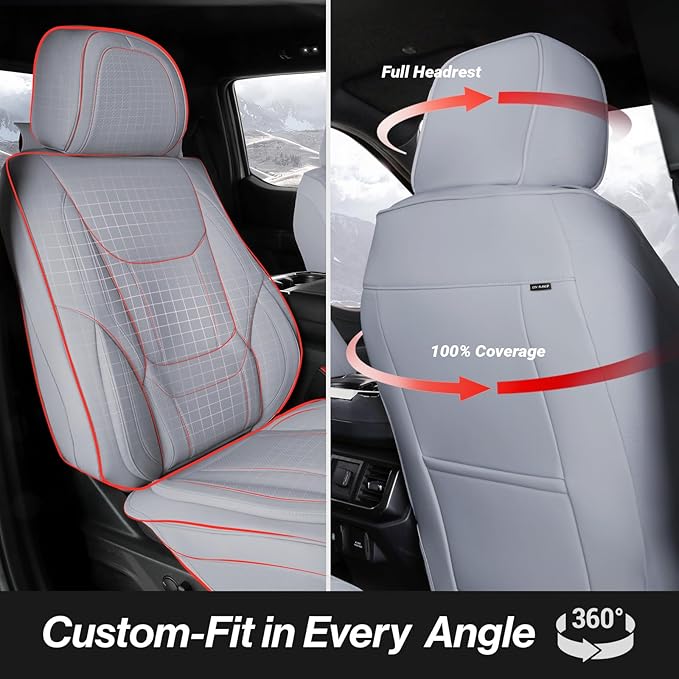 Coverland Custom Fit Car Seat Covers for SUV Compatible with [Mercedes-Benz G550 4x4, M-Class ML] Premium Water Resistant Leather Non-Slip Interior Protector [Full Set Gray - Size Chart X87]