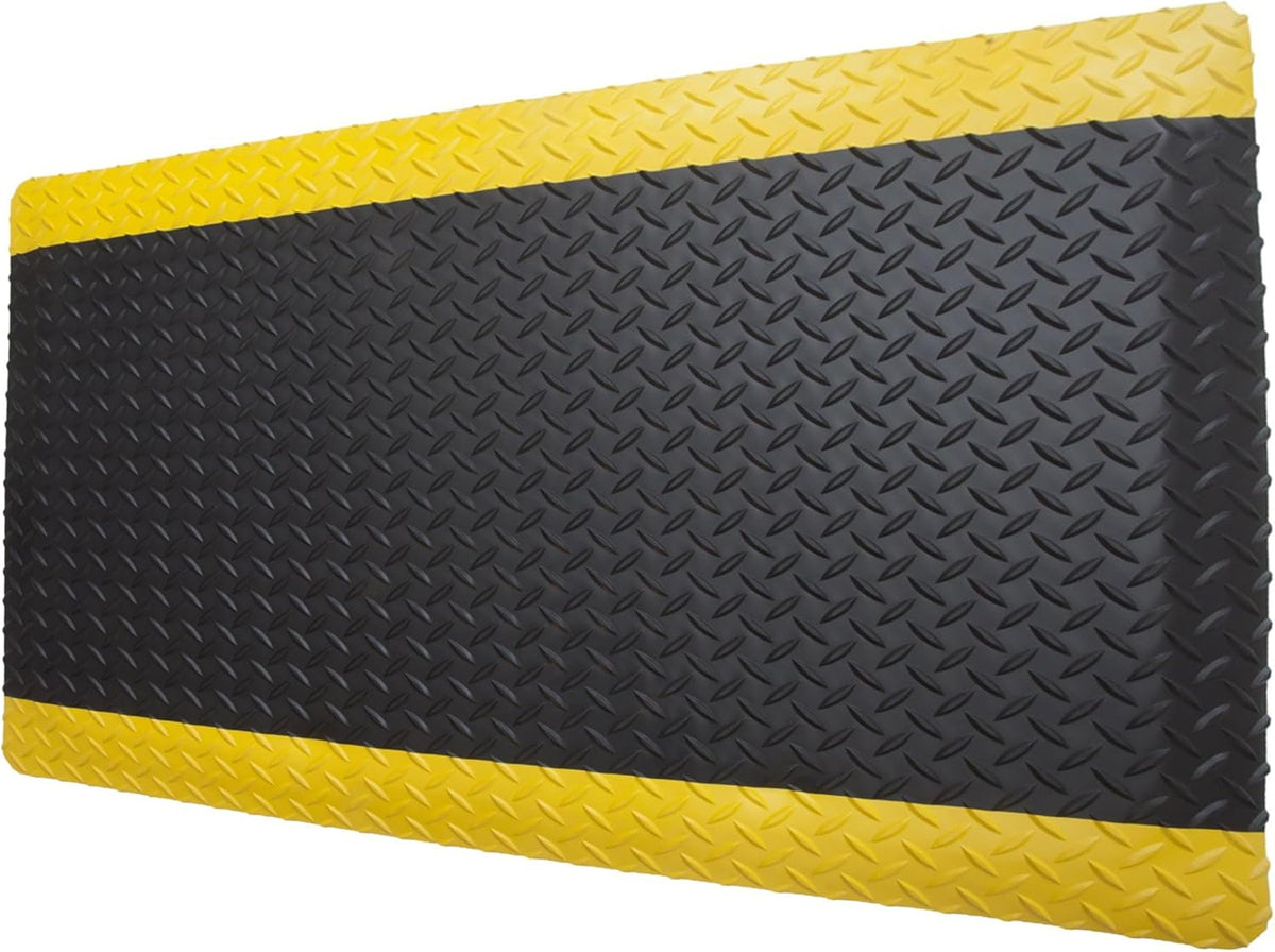 Rhino Mats, American Classic Diamond Anti-Fatigue Mats, Industrial Ergonomic Comfort Standing Mat for Work, Home, Garage, Office, Kitchen or Anywhere (Black/Yellow 9/16" Thick, 2 FT. x 13 FT.)