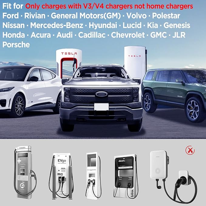 Nacs to CCS1 Adapter, 500A/1000V Tesla Charger Adapter, DC Adapter Fit for Ford, Rivian, GM, Volvo, Polestar, Nissan, Mercedes-Benz, Hyundai, Lucid, Kia, Genesis, and Honda Prologue EVs