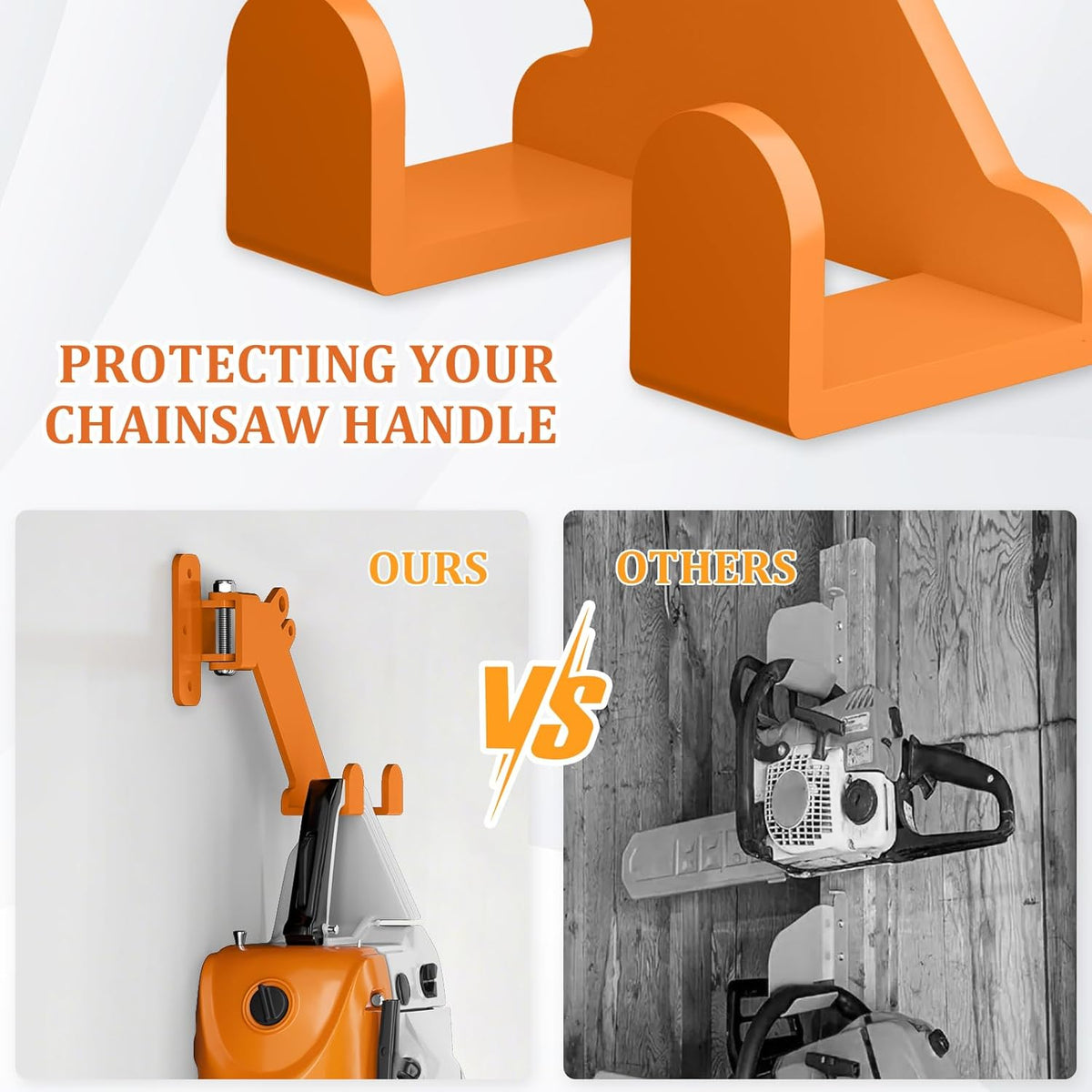 Chainsaw Hanger, 3-in-1 Chainsaw Wall Mount Adjustable Screws for Variety Wall Corner, Garage Organization Garage Storage Shed Organizer Mounted Universal Fit for stihl, Husqvarna, Echo Saws, 2 Pack