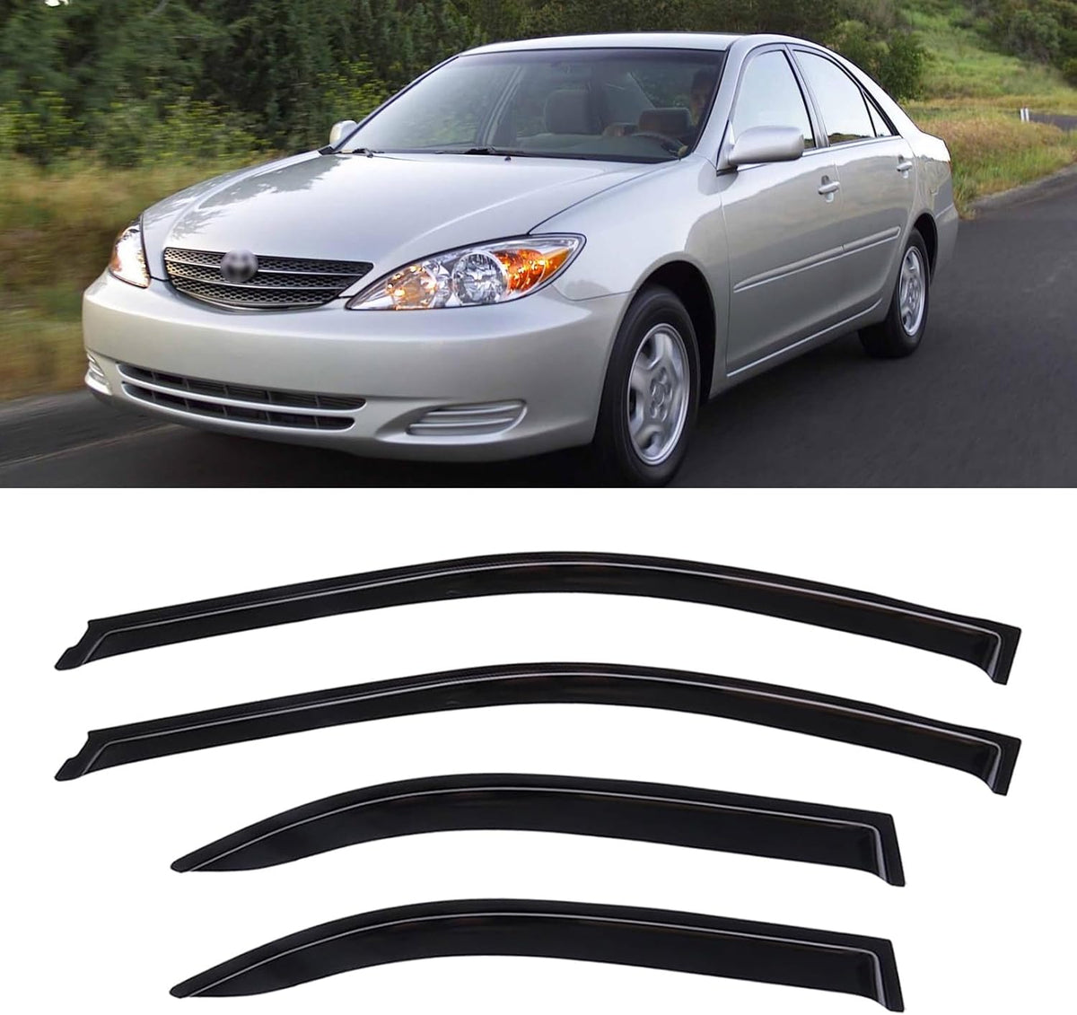 Window Visors Rain Guards Shield for 2002-2006 Toyota Camry, Out-Channel Window Vent Wind Deflectors Visors Shades for 02-06 Camry